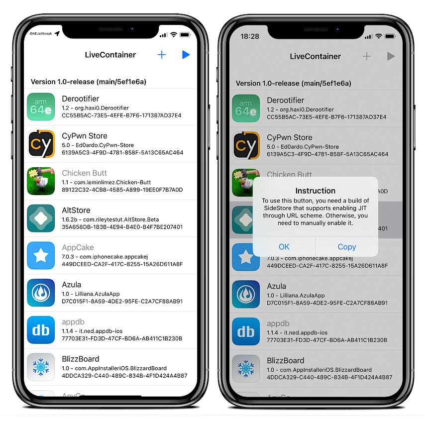 Screenshot der LiveContainer-App.